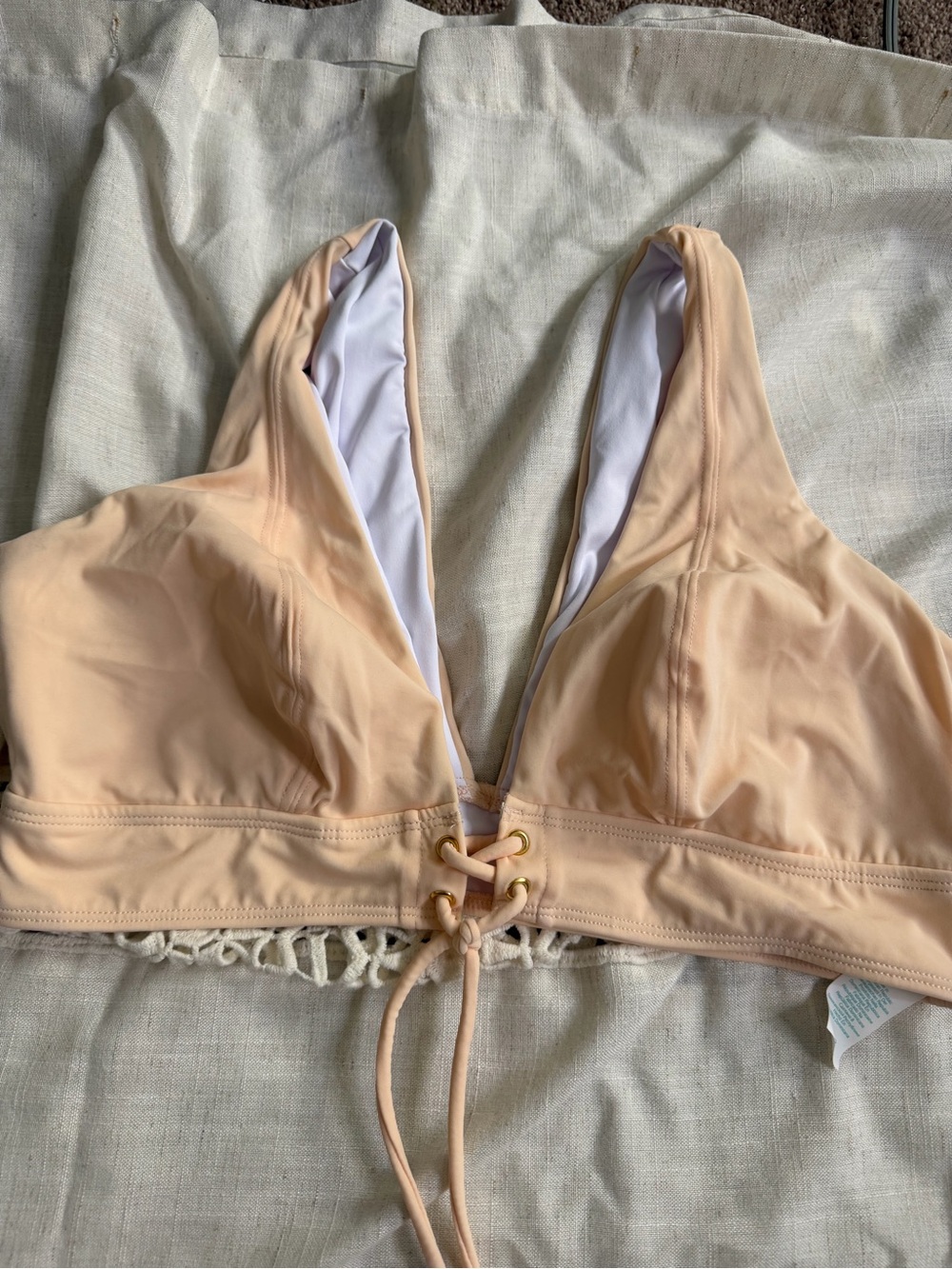sports Illustrated swim Peach Lace-Up Bralette Swim Top -xl